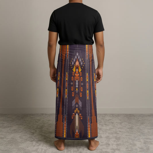 MENS BHS SARONG - DEEP PURPLE / AMBER