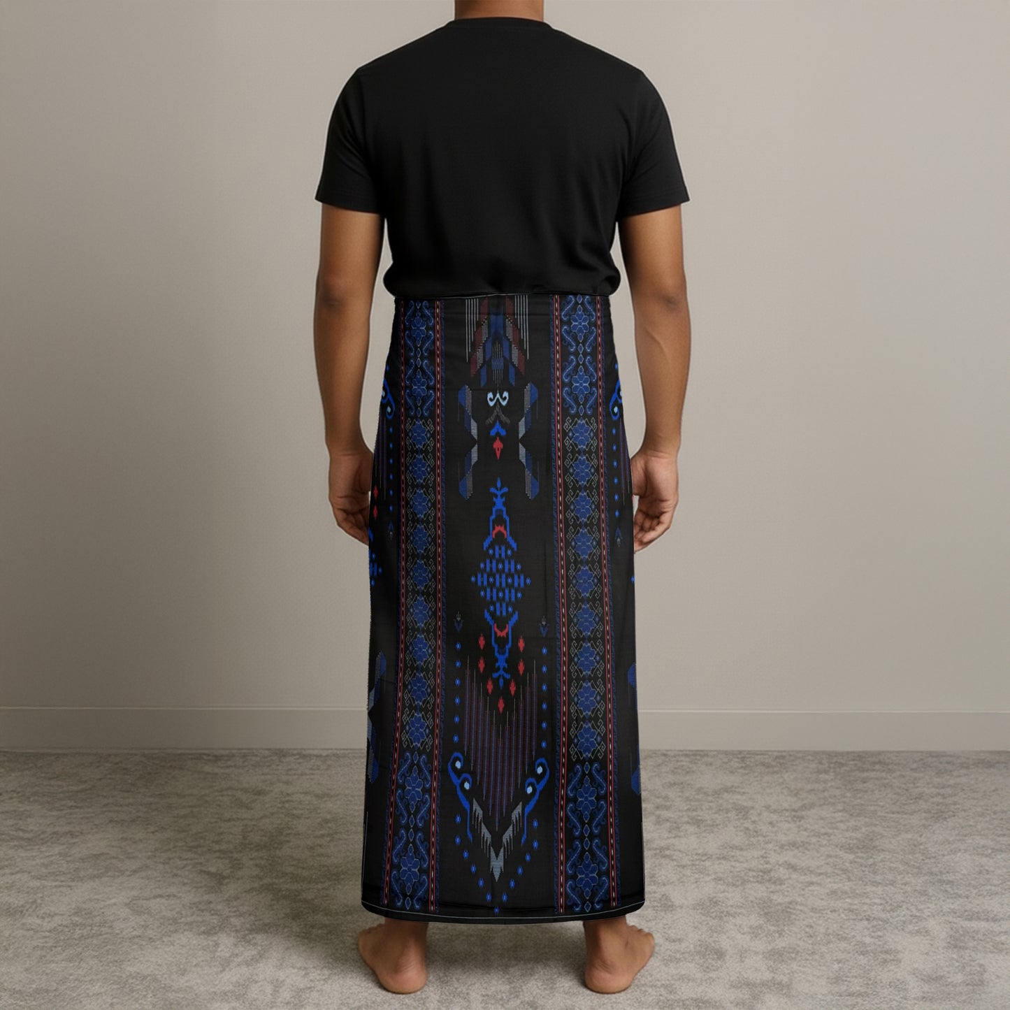 MENS BHS SARONG - BLACK / ROYAL BLUE