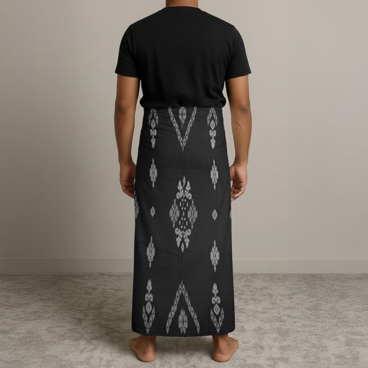 MENS GAJAH DUDUK SARONG - MIDNIGHT GREEN / GREY