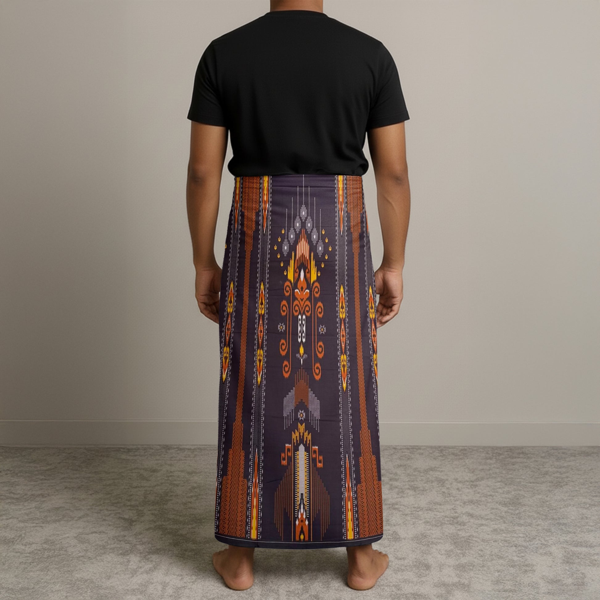 MENS BHS SARONG - DEEP PURPLE / AMBER