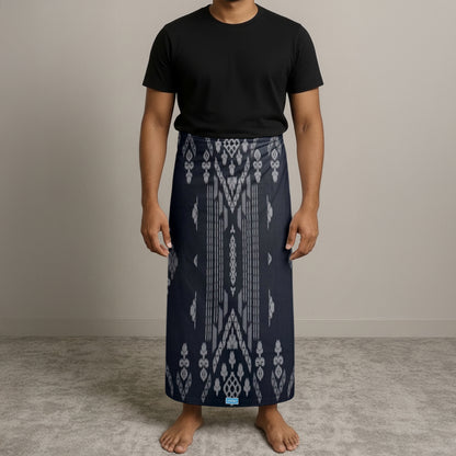 MENS GAJAH DUDUK SARONG - MIDNIGHT GREEN / GREY