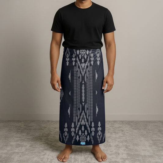MENS GAJAH DUDUK SARONG - MIDNIGHT GREEN / GREY