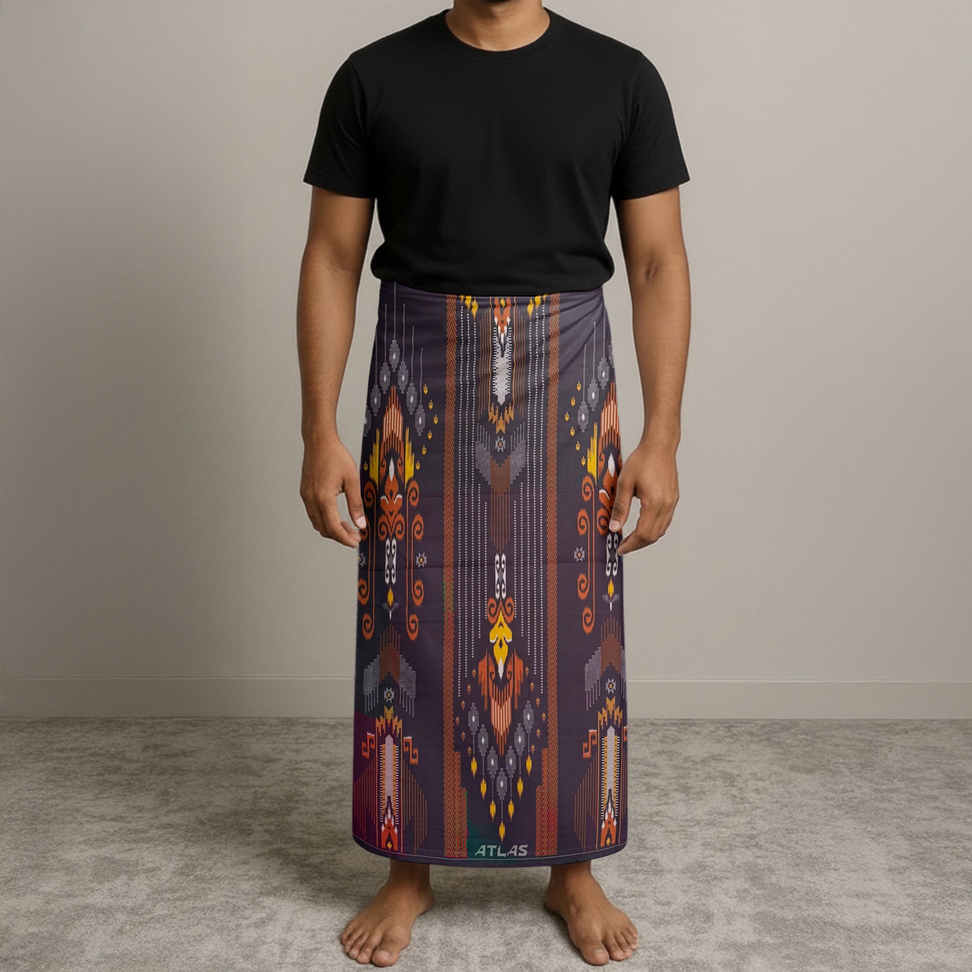 MENS BHS SARONG - DEEP PURPLE / AMBER