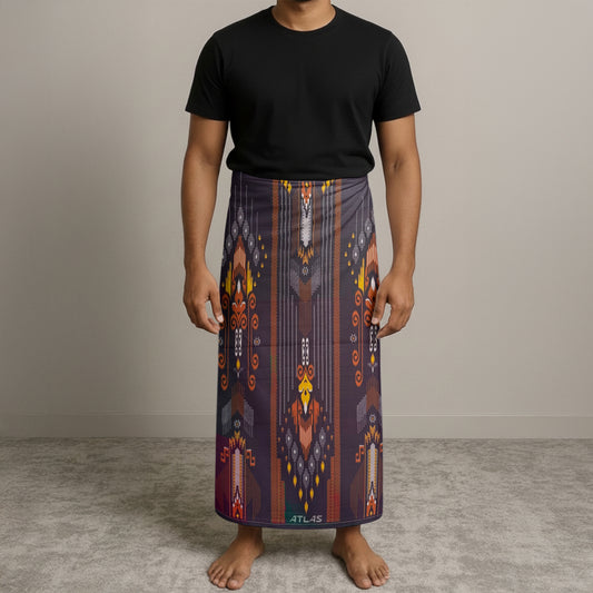 MENS BHS SARONG - DEEP PURPLE / AMBER